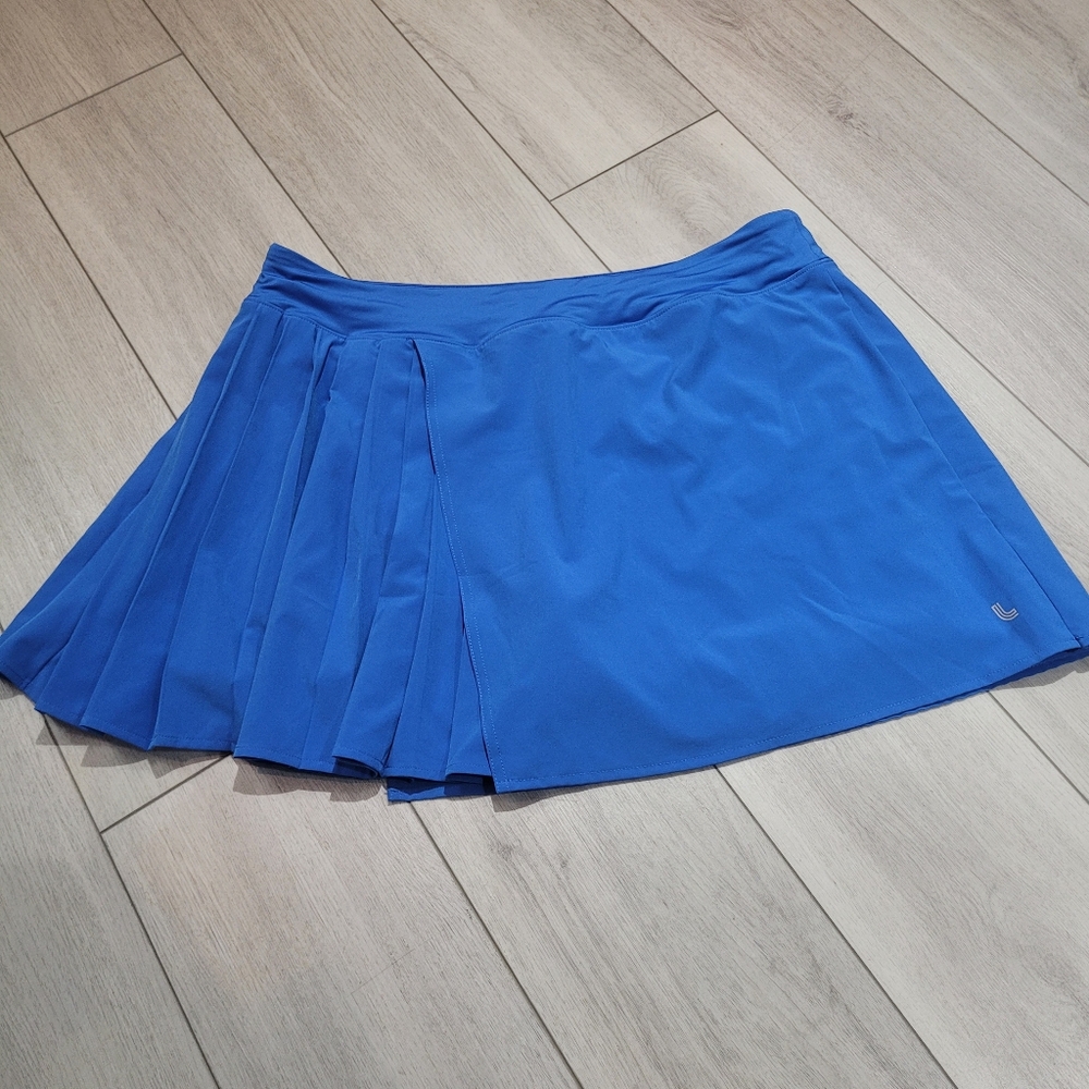 Lole Women's Pleated Asymmetrical Tennis Skort Size XL Blue Athleisure Stretch